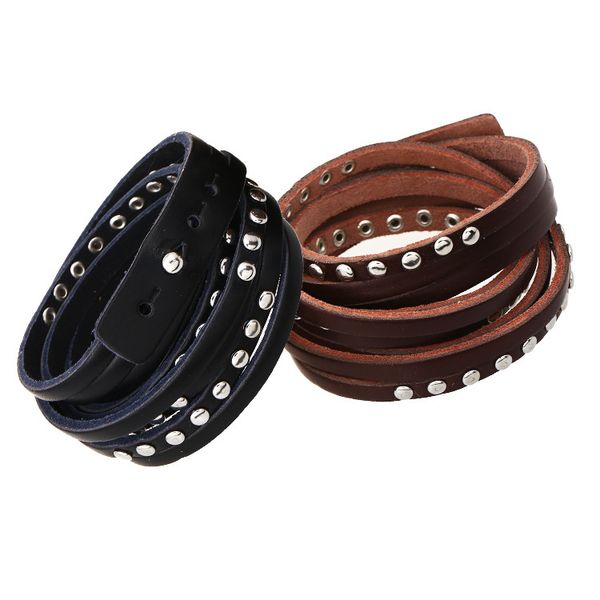 

new fashion cowhide lovers' hand chain genuine leather hand knitting wrist strap grade temperament multilayer bangle, Golden;silver