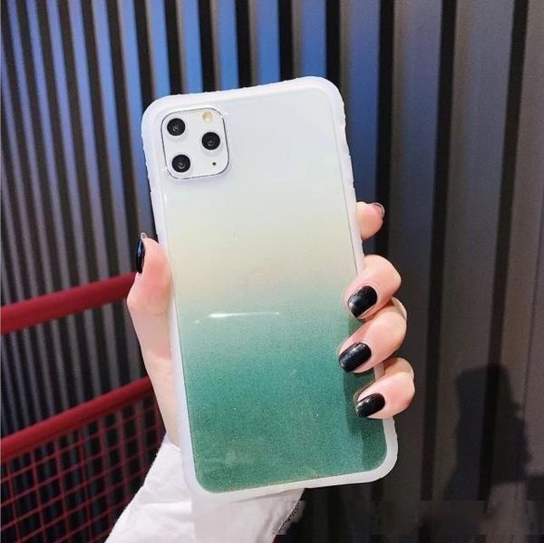 

multi color gradient design fashionable clear phone cases for iphone 11 11pro beautiful shining flash poder phone case for iphone x xr xsmax