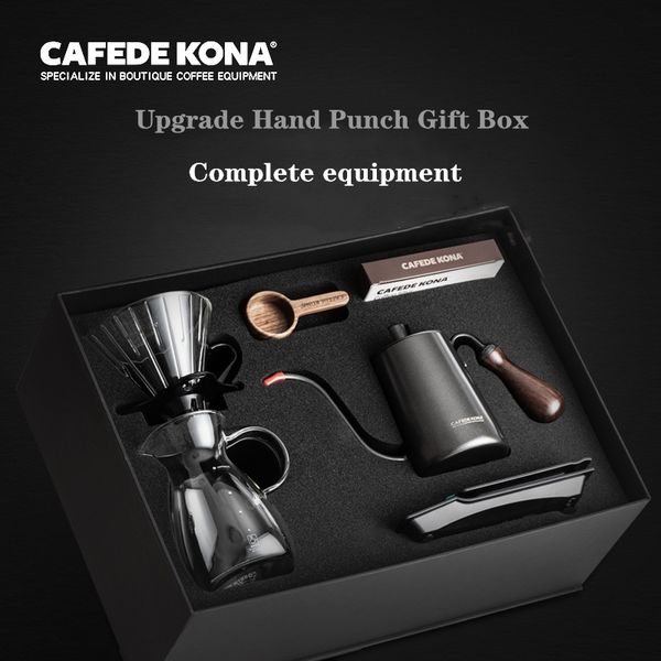 

coffee roasters cafedekona hand drip set 6pcs ( filter+dripper+kettle+scale+server+measuring) gift box