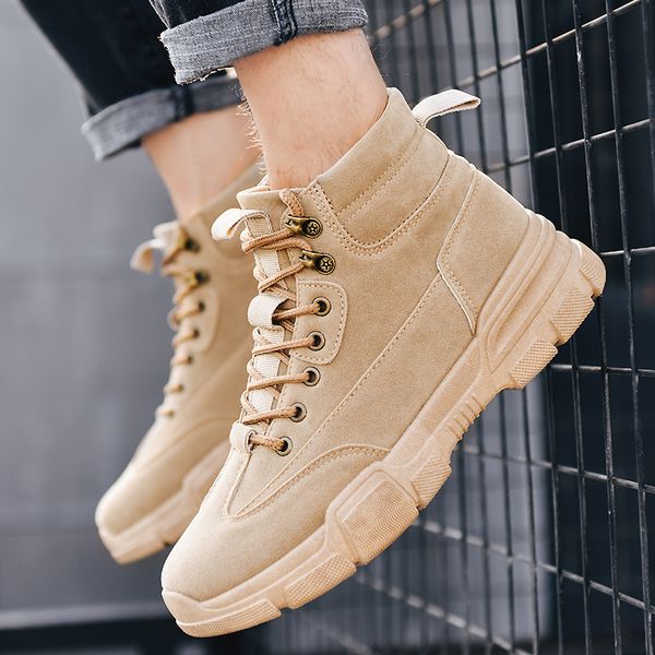 

olome 2020 pu rubber men's casual boot botas de hombre non-slip wear resistant men fashion work boots outdoor walk boot, Black