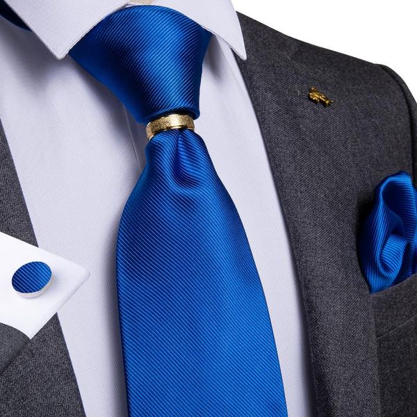 

new designer men tie blue solid silk wedding tie for men dibangu handkerchief cufflinks ring set business fashion zh02-850, Black;gray