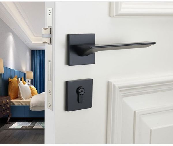 

2020 selling nordic wind door lock indoor bedroom quiet magnetic suction household modern simple split lock solid wood door han