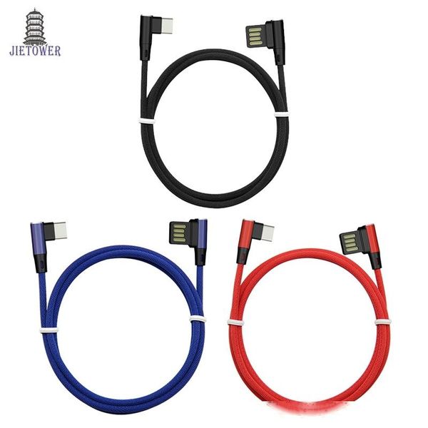 

100pcs/lot 2side 90degree l elbow cable for micro usb 5pin for samsung 2a quick charger grade typec usb c