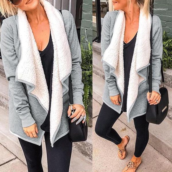 

women designer jackets lapel neck long sleeve open stitch womens causal womens clothing solid color, Black;brown
