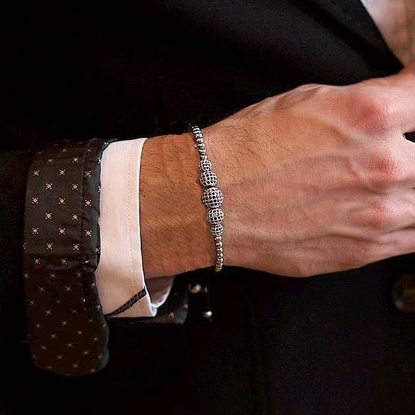 

charm bracelets 2021 fashion men bracelet adjustable braided macrame pave cz ball for women jewelry gift, Golden;silver