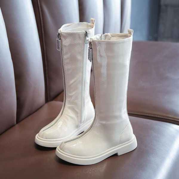 

new winter snow boots girls children high boots princess student genuine leather baby toddler shoes kids performance shoes, Black;grey