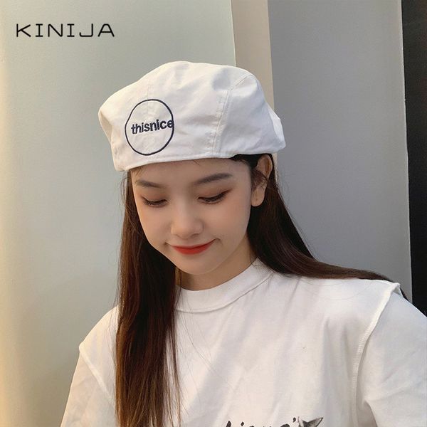 

berets slim brimless beret women's british retro four seasons korean all around reverse cover artist hat fashion brand forward, Blue;gray