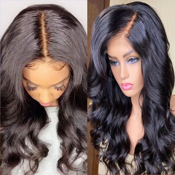 

lace wigs paff 4*4 silk base human hair body wave front wig pre plucked brazilian for women remy, Black;brown