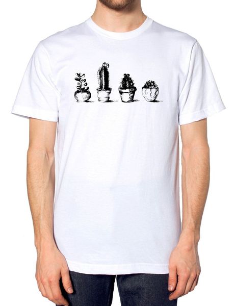 

2019 summer men short-sleeved fitness clothing potted cactus t shirt fashion plants nature baggy style o-neck tee
