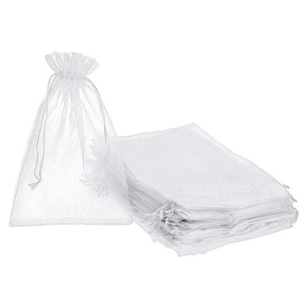 

pack of 50 organza gift bags 7.9 x 11.8 inches jewellery drawstring bags for birthday and wedding party (white)