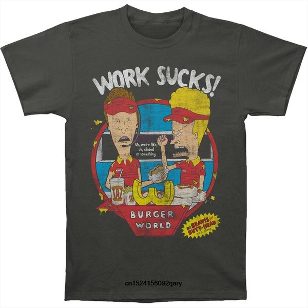 

men funny t shirt women cool tshirt beavis butthead work sucks fashiont-shirt