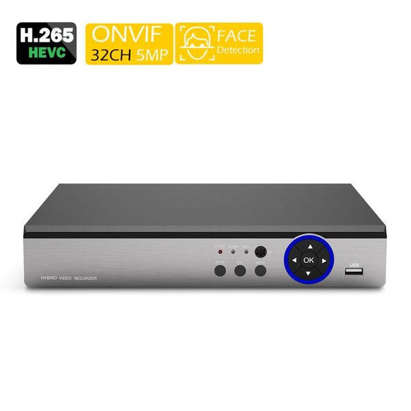 

usafeqlo face detection h.265++ metal case 32ch nvr cctv nvr for ip camera hdmi vga 4k 5m onvif security system 3g 4g wifi, Black;white