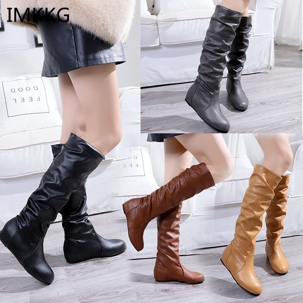 

woman boots women's long boots knee high fashion retro size code female casual shoes v274, Black