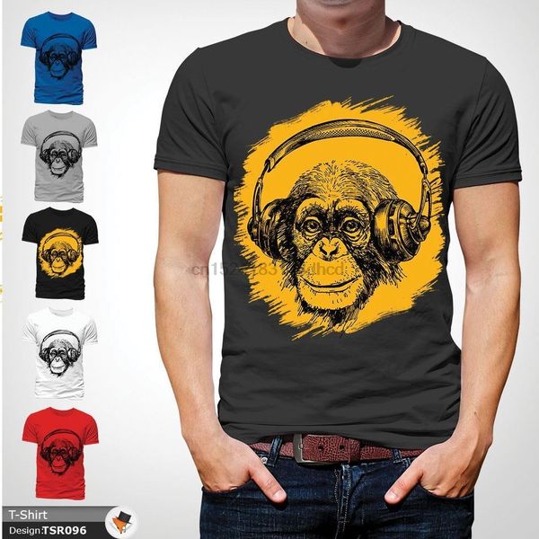 

headphones chimp dj techno house music rave dnb monkey t-shirt dark gray