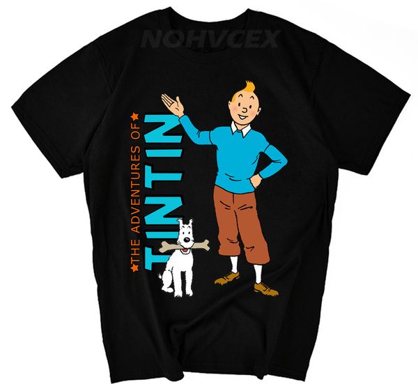 

new character печати мужчины майка тинтин новизна забавный мужчина хлопка футболки топы тис hipster одежды