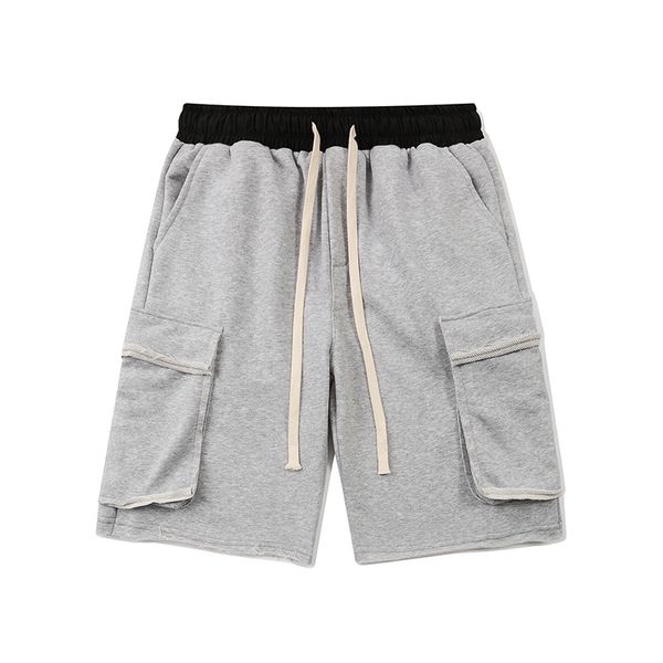

gray & black cotton downshift shorts 2020 summer hip hop elastic waist sweat short men streetwear jogger short, White;black