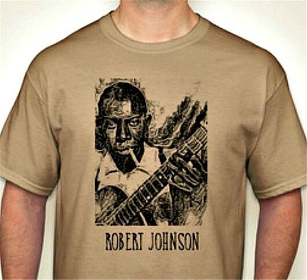 

robert johnson classic hand printed t shirt vintage style blues rock s-5xlg tan birthday gift tee shirt