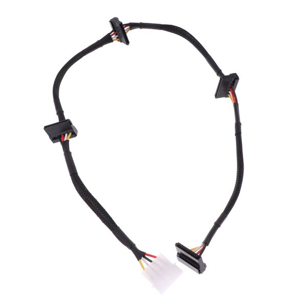 

24-inch 4-pin molex male to 4 15-pin sata ii female power cable net jacket