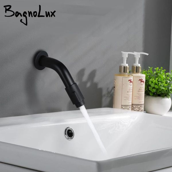 

bathroom sink faucets washbasin wall-mounted single handle rotary adjustment and cold elegant black faucet