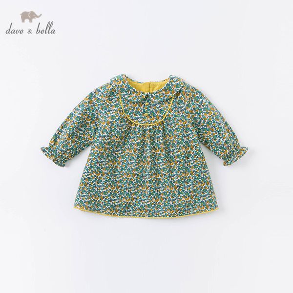 

db14911-2 dave беллы осень младенца девушки милые цветочные печати молния платье детей мода платье партии дети детская одежда лолита, Red;yellow