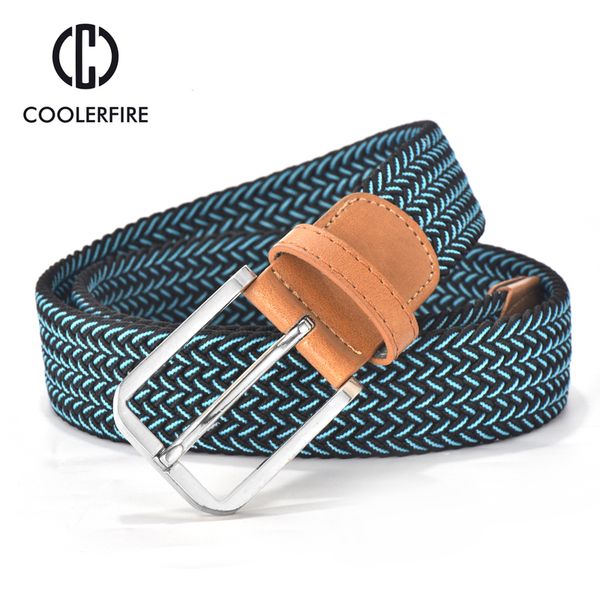 

belts 2021 colors men women's casual knitted belt woven canvas elastic stretch plain webbing metal buckle black mq003, Black;brown