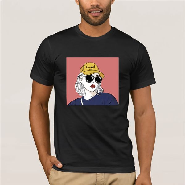 

cotton fashion 2019 trend t-shirt fashion brand t-shirts female carton girl print o-neck t shirt