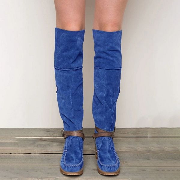 

2020 женщины колено высокой моды flock пряжка стильный этнический платформа загрузки зимний снег warm long boots леди обувь y200915, Black