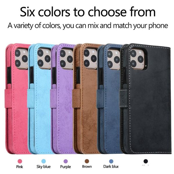 

luxury leather removable case for iphone se 2020 11 pro xr xs max 6 6s 7 8 plus flip wallet card slot phone bag cover coque