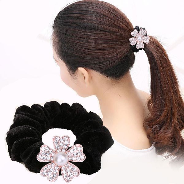 

new fashion simple rhinestone hair ring female wild flannel head flower hair alloy head flower jewelry, Golden;silver