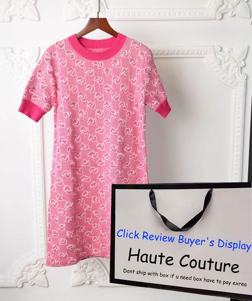 

knitted dresses women classical letter g pattern blue greeen pink familiar womens knit dress short sleeve pencil dress, Black;gray