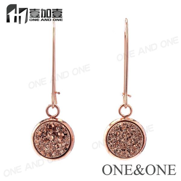 

stud est druzy quartz earrings fasion women jewelry natural drusy eardrop round 10mm rose gold hand make for gift/party, Golden;silver