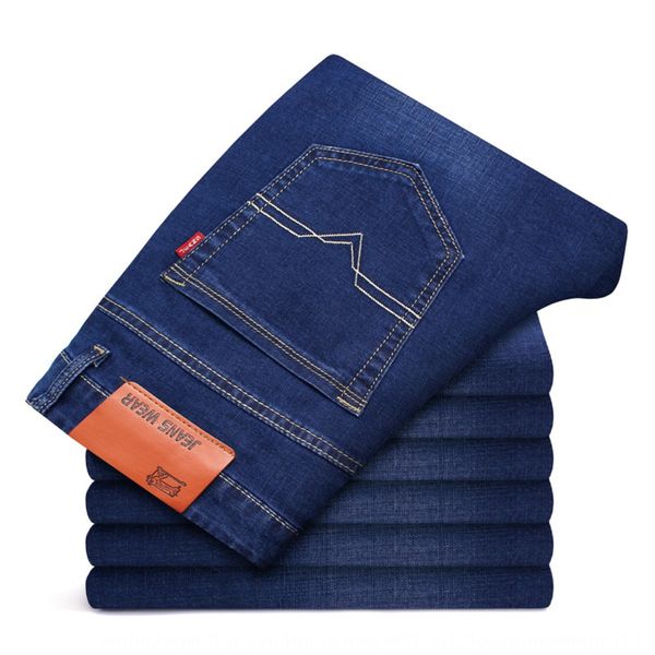 

autumn stretch jeans casual jeansjeans and jeansmen's straight loose large size business casual pants youth men's pants fashion 2w, Blue