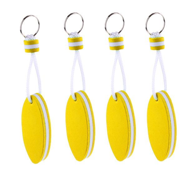 

4pcs yellow oval shaped eva foam floating key ring canoe boat keychain yellow