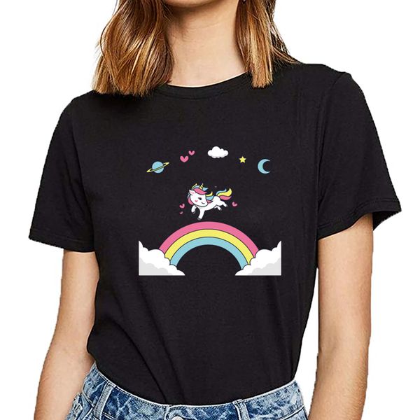 

t shirt women unicorn in the rainbow funny harajuku cotton female tshirt