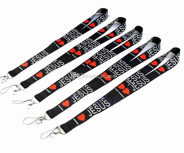 

fashion celphone lanyard i love jesus styles neck lanyard for mp3/4 cell phone id card key chain straps dhl free