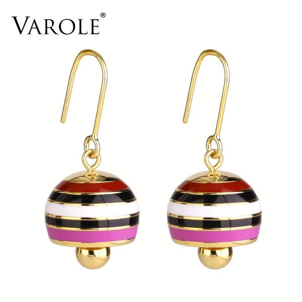 

varole colorful soft enamel individuality round bells dangle earrings gold color drop earrings fashion jewelry for women brincos, Silver
