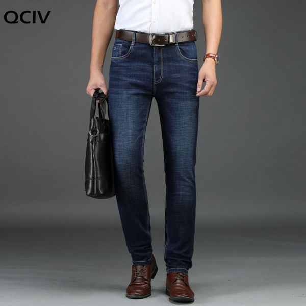 

men's jeans mens straight casual fashion elastic denim trousers dark blue male stretchy pant plus size 29-42