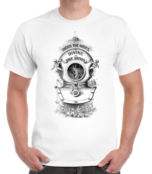 

2019 fashion 100% cotton men t shirt custom victorian diver illustration t-shirt.victoriana scuba vintage dive muscle t shirt