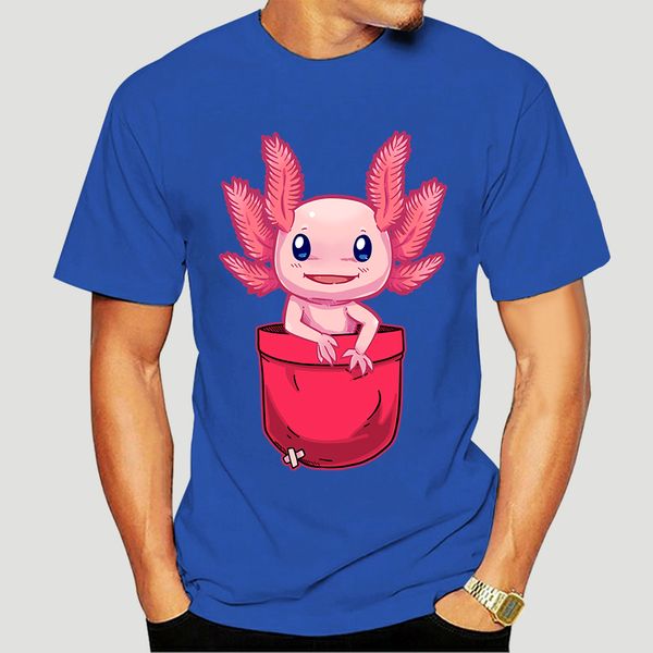 

100% funny men t shirt women fashion tshirt cute pocket axolotl salamander t-shirt cool white and black shirts-4466d