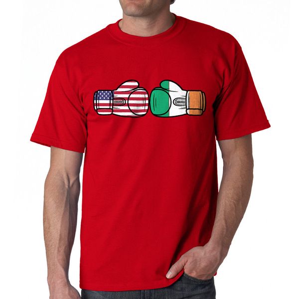 

the american vs the irish flags men's red t-shirt fashion t shirt hipster short sleeve tees ing