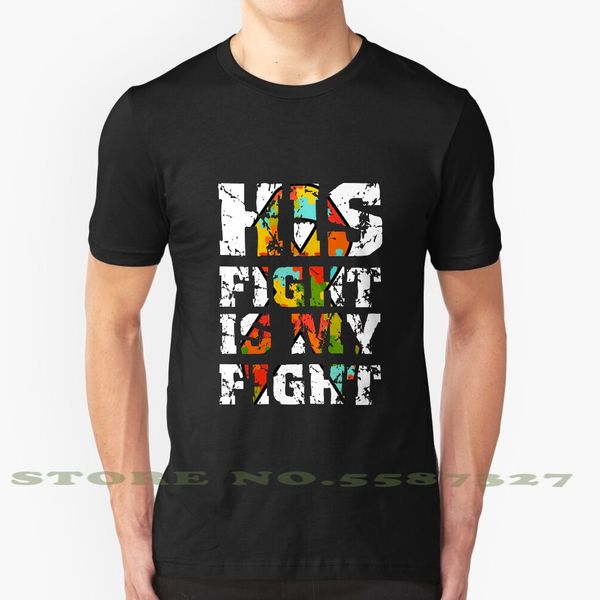 

distressed his fight is my fight autism awareness shirt black white tshirt for men women perfect gift for mom dad son daughter