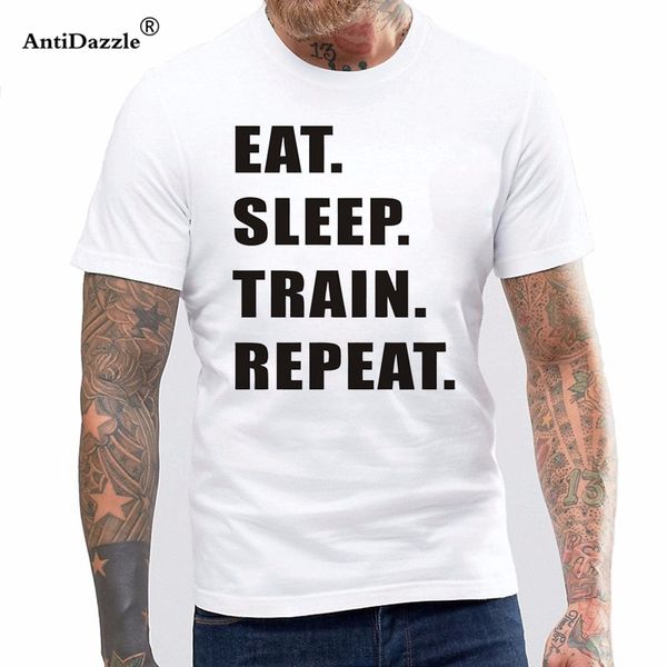 

eat. sleep. train. repeat. body building workout t shirt novelty funny tshirt mens clothing short sleeve camisetas t-shirt