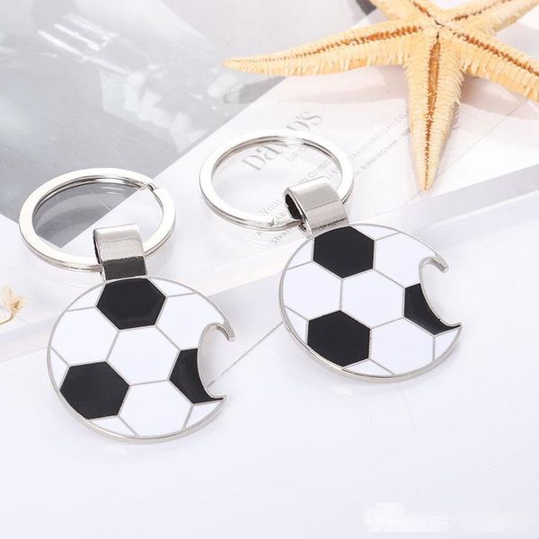 

2018 world cup football bottle opener key buckle black and white color keychain metal aolly beer bottle openers keychain