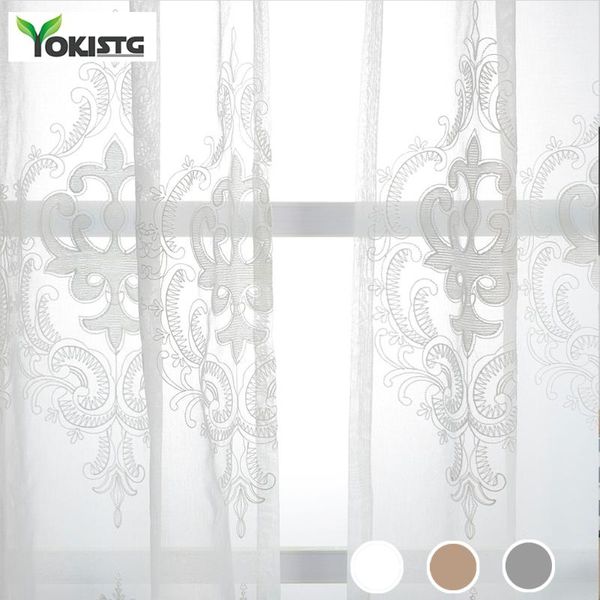 

curtain & drapes yokistg european embroidered voile sheer curtains tulle for living room bedroom window treatment drape kitchen home decor