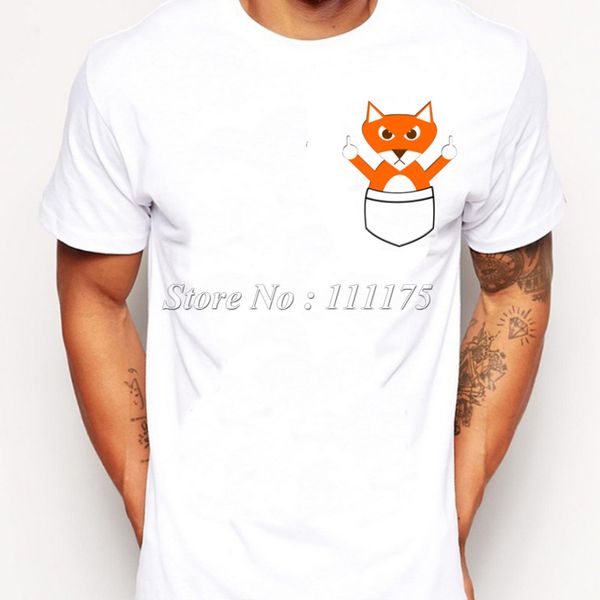 

2019 men fashion pocket funny fox design t shirt novelty gentleman custom printed short sleeve tees