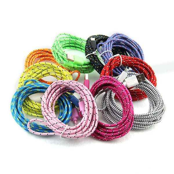 

1m 3ft 2m 6ft 3m 10ft usb braided charger cable knit fabric braided woven data sync charger cable nylon woven braid cord for mobile phone