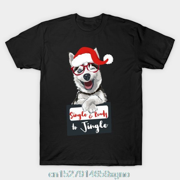 

printed lonely husky single and ready to jingle t-shirt men t shirt cotton tshirt o-neck short-sleeve women t-shirt