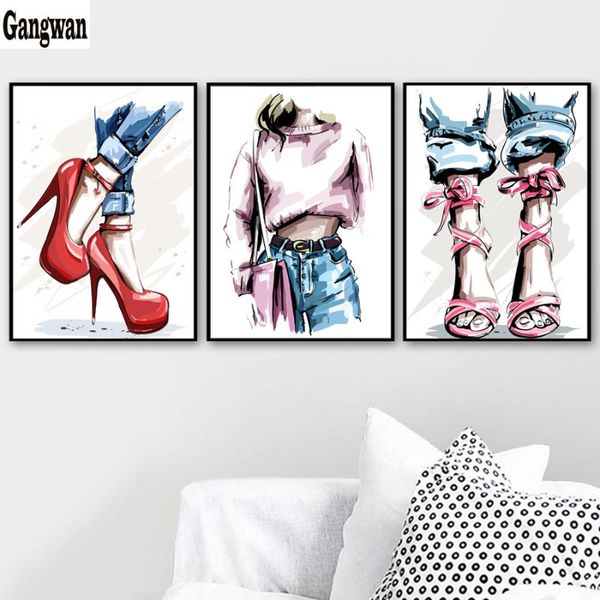 

paintings fashion woman haunch bag shoe diamond painting 5d diy cross stitch embroidery square/round full mosaic home decoration