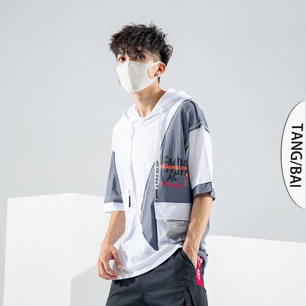 

new t-shirt men summer dancing cool tshirt black streetwear casual kpop t shirts loose high street t shirt, White;black