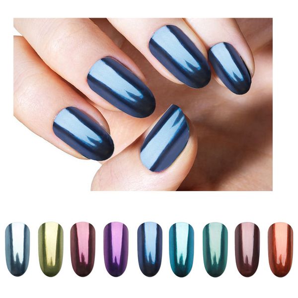 

nail glitter 1 box shell art powder mirror metallic color uv gel polishing chrome flakes pigment decorations manicure tslm2, Silver;gold